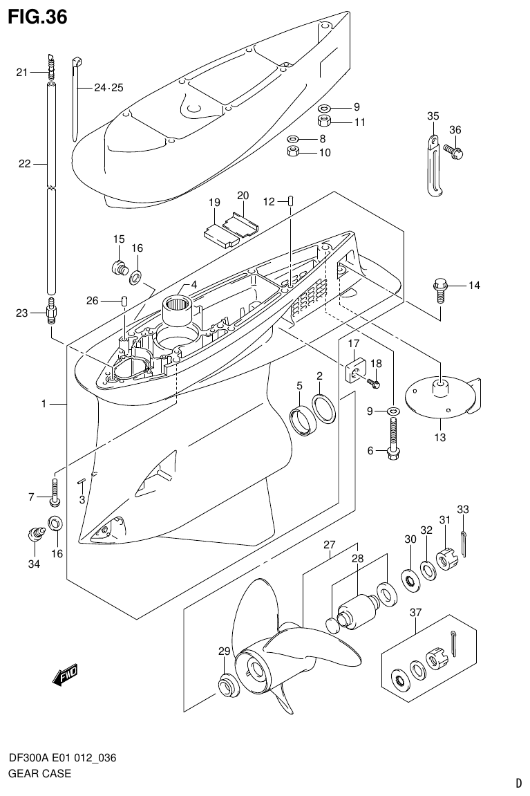 Suzuki DF300AP GEAR CASE parts diagram